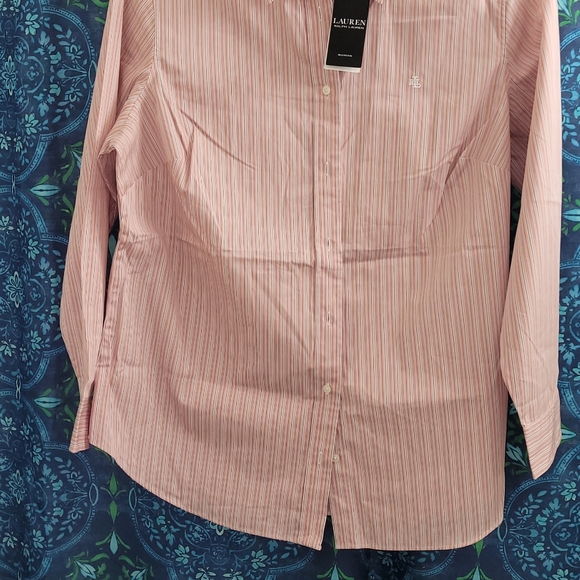 Lauren Ralph Lauren Plus-Size Striped Cotton Broadcloth Shirt NWT - Picture 6 of 6